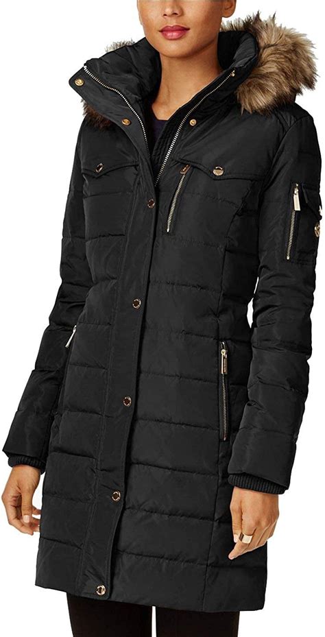 michael kors women's black jacket|Michael Kors black puffer jacket.